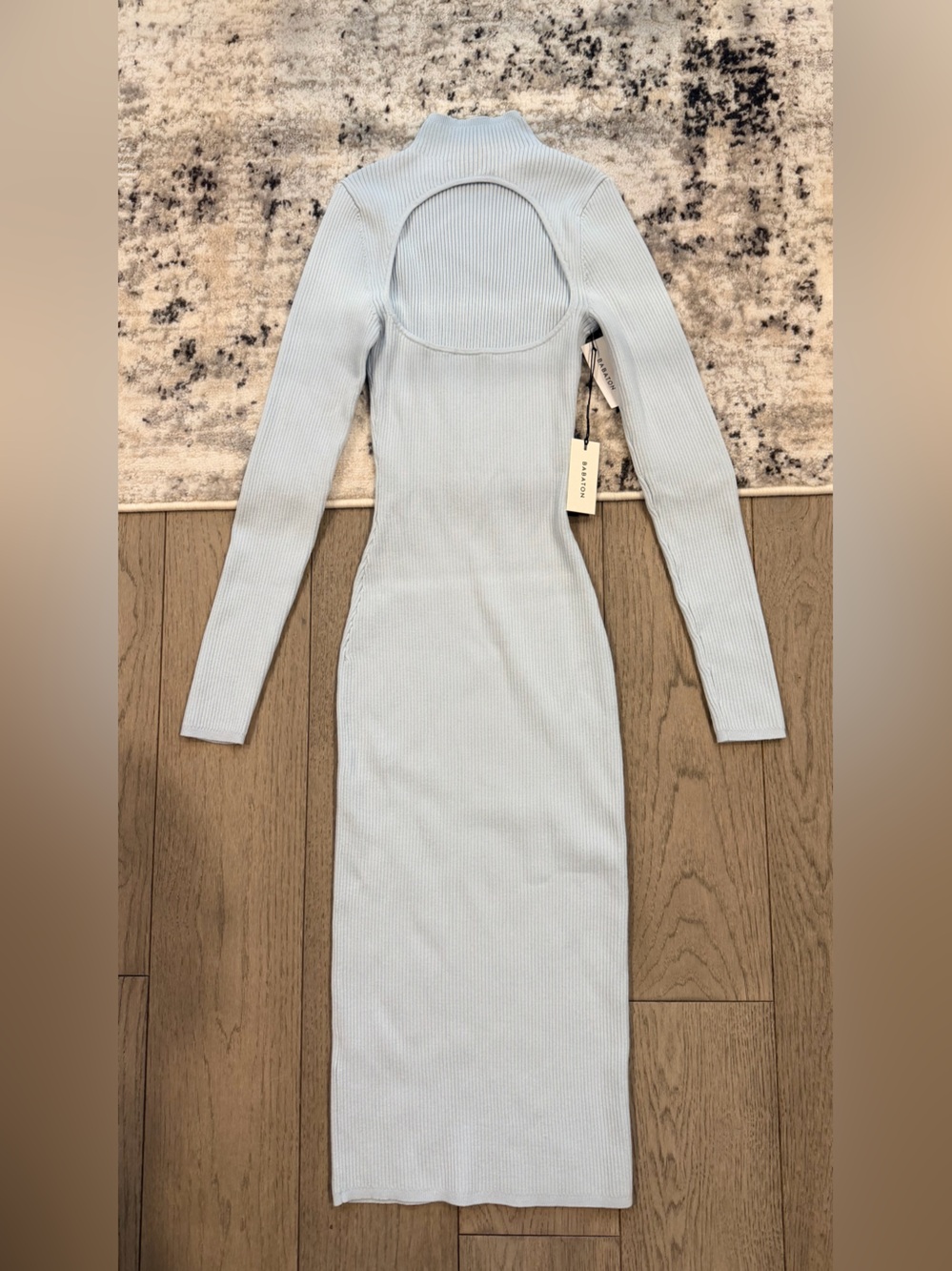 Babaton Light Blue Ribbed Long-Sleeve Midi Dress - Picture 2 of 2